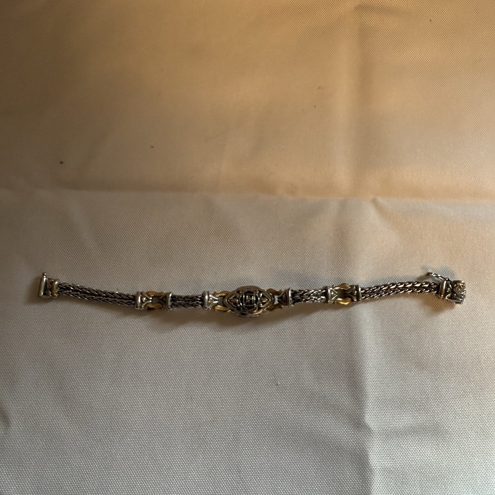 John Mederios Two Tone 2 Strand Locking Bracelet Rhodium Silver And Gold Plated - Picture 8 of 12
